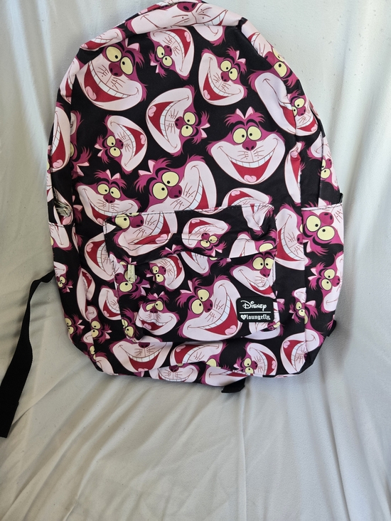 Loungefly Handbags - Loungefly Cheshire Cat All-Over Print Backpack - Pink, Black & Yellow